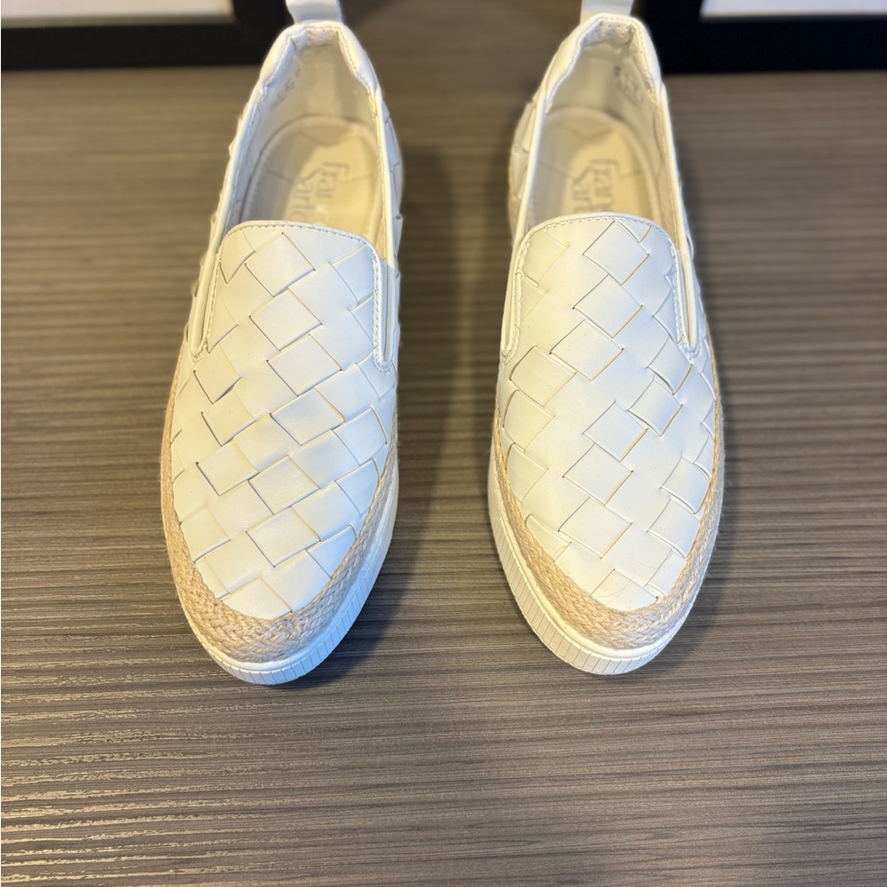 Franco Sarto White Woven slide on shoe- worn once